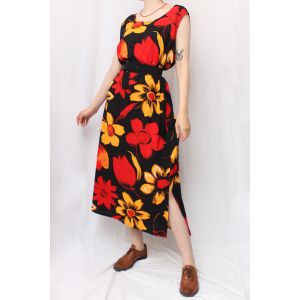 Çiçekli Vintage Elbise (B048)