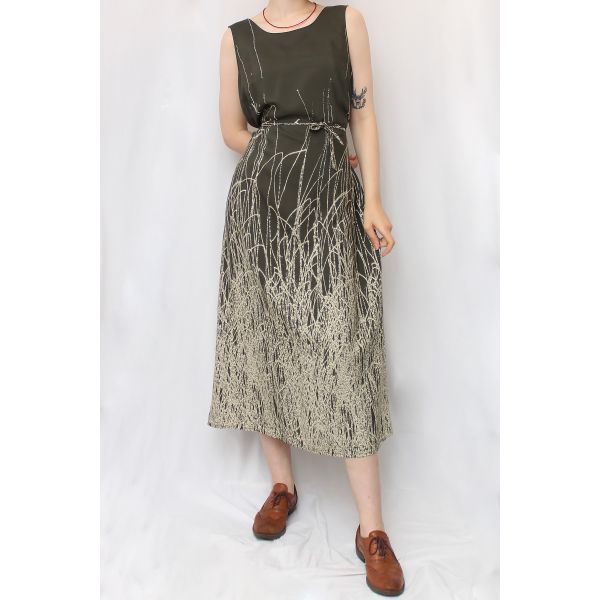 Haki Vintage Elbise (B050)